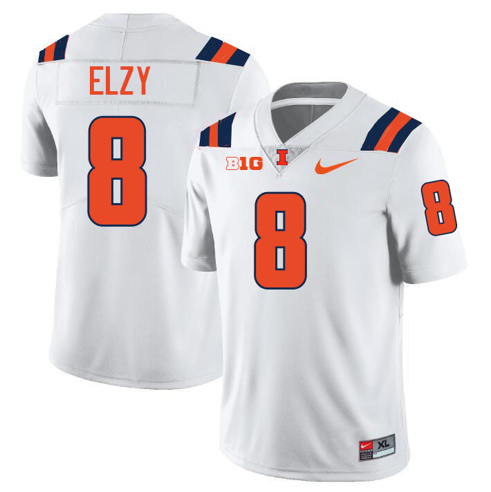 #8 Malik Elzy Illinois Fighting Illini Football Jersey,Uniforms-White